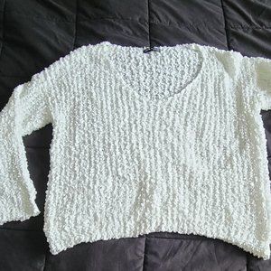 Shein white loose knit sweater large NEW